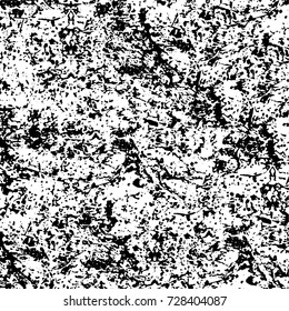 Grunge dark corner messy background. Distressed grainy overlay texture. Ink stroke brushed renovate wall backdrop. Abstract black and white cracks, stains, smears, scrapes for design and printing