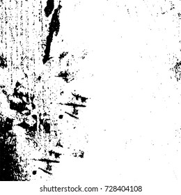 Grunge dark corner messy background. Distressed grainy overlay texture. Ink stroke brushed renovate wall backdrop. Abstract black and white cracks, stains, smears, scrapes for design and printing