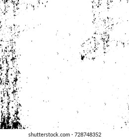 Grunge dark corner messy background. Distressed grainy overlay texture. Ink stroke brushed renovate wall backdrop. Abstract black and white cracks, stains, smears, scrapes for design and printing