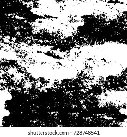 Grunge dark corner messy background. Distressed grainy overlay texture. Ink stroke brushed renovate wall backdrop. Abstract black and white cracks, stains, smears, scrapes for design and printing