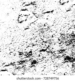 Grunge dark corner messy background. Distressed grainy overlay texture. Ink stroke brushed renovate wall backdrop. Abstract black and white cracks, stains, smears, scrapes for design and printing