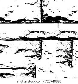 Grunge dark corner messy background. Distressed grainy overlay texture. Ink stroke brushed renovate wall backdrop. Abstract black and white cracks, stains, smears, scrapes for design and printing
