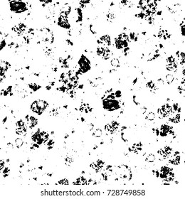 Grunge dark corner messy background. Distressed grainy overlay texture. Ink stroke brushed renovate wall backdrop. Abstract black and white cracks, stains, smears, scrapes for design and printing