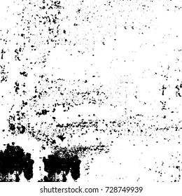 Grunge dark corner messy background. Distressed grainy overlay texture. Ink stroke brushed renovate wall backdrop. Abstract black and white cracks, stains, smears, scrapes for design and printing