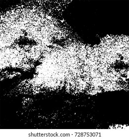 Grunge dark corner messy background. Distressed grainy overlay texture. Ink stroke brushed renovate wall backdrop. Abstract black and white cracks, stains, smears, scrapes for design and printing