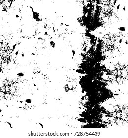 Grunge dark corner messy background. Distressed grainy overlay texture. Ink stroke brushed renovate wall backdrop. Abstract black and white cracks, stains, smears, scrapes for design and printing