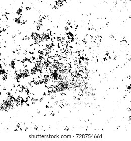 Grunge dark corner messy background. Distressed grainy overlay texture. Ink stroke brushed renovate wall backdrop. Abstract black and white cracks, stains, smears, scrapes for design and printing