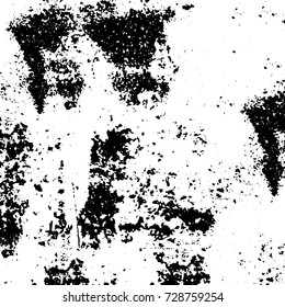 Grunge dark corner messy background. Distressed grainy overlay texture. Ink stroke brushed renovate wall backdrop. Abstract black and white cracks, stains, smears, scrapes for design and printing