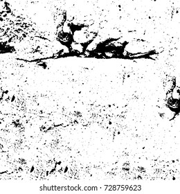 Grunge dark corner messy background. Distressed grainy overlay texture. Ink stroke brushed renovate wall backdrop. Abstract black and white cracks, stains, smears, scrapes for design and printing