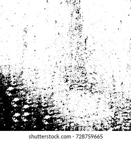 Grunge dark corner messy background. Distressed grainy overlay texture. Ink stroke brushed renovate wall backdrop. Abstract black and white cracks, stains, smears, scrapes for design and printing