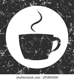 grunge dark gray icon - cup on a white circle