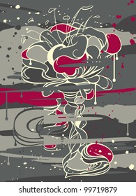 Grunge dark gray red fluid background