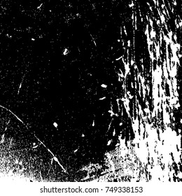 Grunge dark messy background. Distressed black overlay texture. Dirty empty cover template. Ink brushed renovate wall backdrop. Insane aging design element. EPS10 vector.