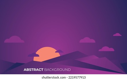 grunge dark violet digital art, Abstract mountains and clouds at sunset, fancy color design background - low poly landscape