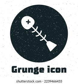 Icono de pez gordo muerto aislado en fondo blanco. Dibujo vintage monocromo. Vector