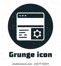 Icono de depuración de Grunge aislado en fondo blanco. Herramienta de depuración. Vidrio de mejora en programación de fallos. Prueba y configuración de software. Dibujo vintage monocromo. Vector