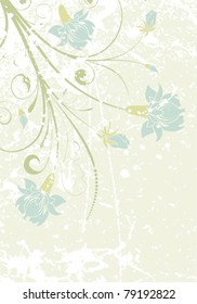 Grunge decorative floral frame with bud, element for design, vector illustration