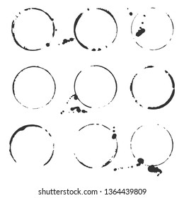 Grunge decorative ring stain vector set