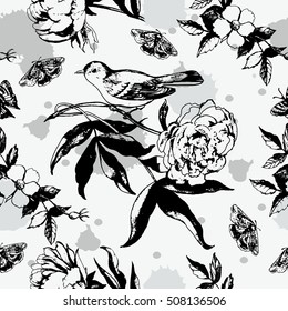 Grunge decorative vintage floral pattern. Seamless for fabric design, gift wrapping paper and printing and web projects. 