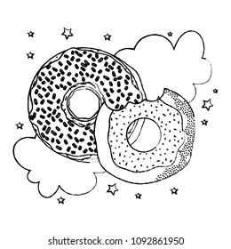grunge delicious donuts with cloud pop art