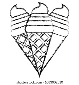 grunge delicious ice creams dessert in the cone