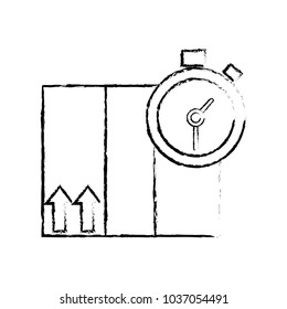 grunge delivery package service with chronometer object