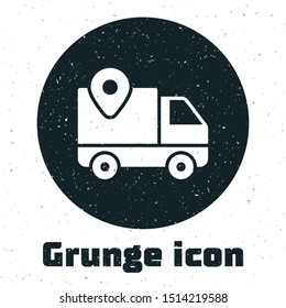 Grunge Delivery tracking icon isolated on white background. Parcel tracking.  Vector Illustration