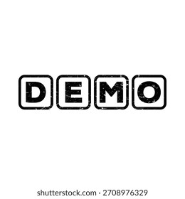Sello de demostración de grunge, efecto afligido con textura áspera y forma de contorno cuadrado
