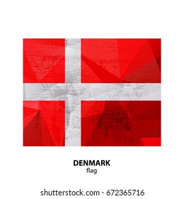 Grunge Denmark flag isolated on white background. Design element for flyers or banners.