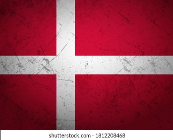 Grunge Denmark flag textured background. Vector illustration.