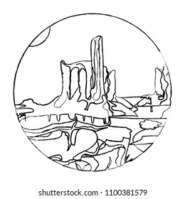 grunge desert palm tree with canyon landscape