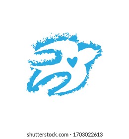 Grunge design with blots silhouette of a swallow . Template for card, poster, invitation, brochure or banner.