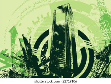 Grunge-Design mit einer Silhouette, Vektorgrafik.