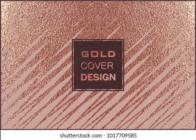 Grunge design. Copper glossy background. Metallic texture. Bronze metal. Trendy template for New Year, Wedding, Birthday, Flyers, Logo Banners Party Invitation card