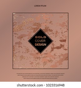 Grunge design. Copper glossy background. Metallic texture. Bronze metal. Trendy template for New Year, Wedding, Birthday, Flyers, Logo Banners Party Invitation card