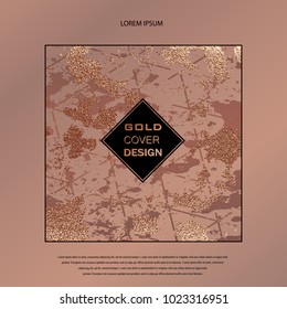 Grunge design. Copper glossy background. Metallic texture. Bronze metal. Trendy template for New Year, Wedding, Birthday, Flyers, Logo Banners Party Invitation card