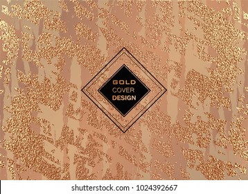 Grunge design. Copper glossy background. Metallic texture. Bronze metal. Trendy template for New Year, Wedding, Birthday, Flyers, Logo Banners Party Invitation card