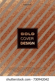 Grunge design. Copper glossy background. Metallic texture. Bronze metal. Trendy template for New Year, Wedding, Birthday, Flyer, Logo Banners Party Invitation card