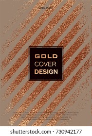 Grunge design. Copper glossy background. Metallic texture. Bronze metal. Trendy template for New Year, Wedding, Birthday, Flyer, Logo Banners Party Invitation card