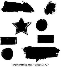 Grunge Design Elements . Brush strokes, Ink spots . vector
