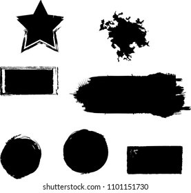Grunge Design Elements . Brush strokes, Ink spots . vector