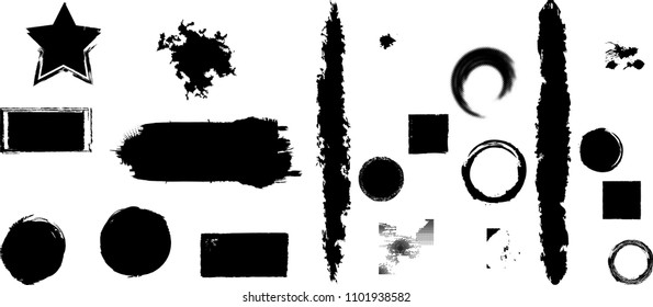 Grunge Design Elements . Brush strokes, Ink spots . vector shapes
