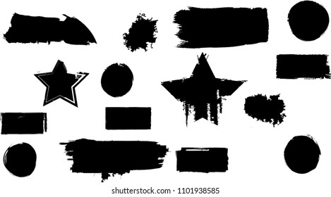 Grunge Design Elements . Brush strokes, Ink spots . vector shapes
