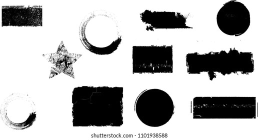 Grunge Design Elements . Brush strokes, Ink spots . vector shapes
