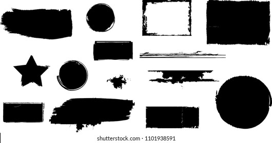 Grunge Design Elements . Brush strokes, Ink spots . vector shapes
