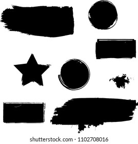 Grunge Design Elements . Brush strokes, Ink spots . vector