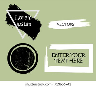 Grunge Design Elements collection . Brush strokes, Ink spot, circle ,frame, scribble, Stamp. Banners,transparent background . vector distress textures. isolated blank shapes.