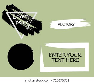 Grunge Design Elements collection . Brush strokes, Ink spot, circle ,frame, scribble, Stamp. Banners,transparent background . vector distress textures. isolated blank shapes.