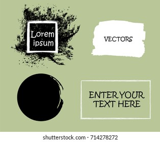 Grunge Design Elements collection . Brush strokes, Ink spot, circle ,frame, scribble, Stamp. Banners,transparent background . vector distress textures. isolated blank shapes.