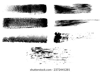 Grunge design elements paint roller texture set vector